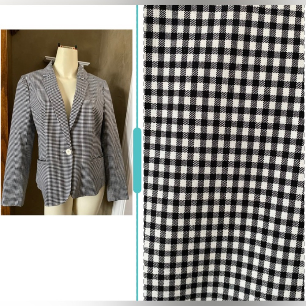Talbots Women’s blazer Jacket Gingham pattern Size 10